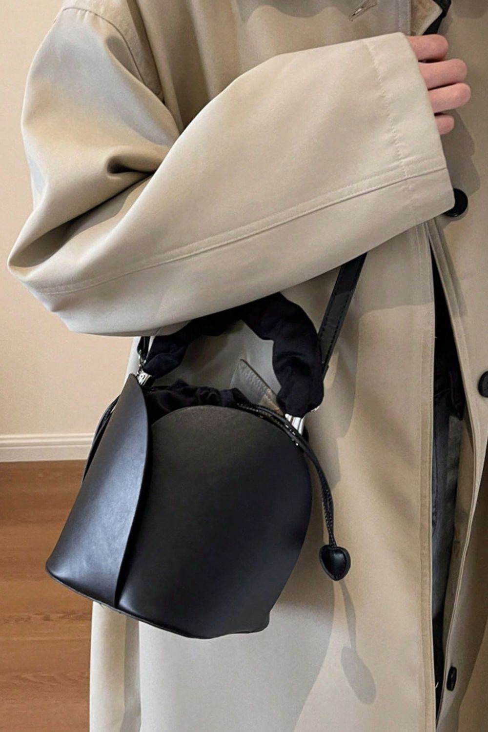 PU Leather Drawstring Bucket Bag - Hovatok