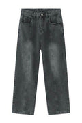 Men's Washed Splicing Straight Leg Jeans - Hovatok