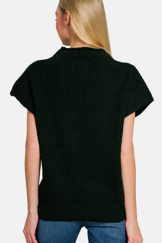 Zenana Short Sleeve Mock Neck Sweater - Hovatok