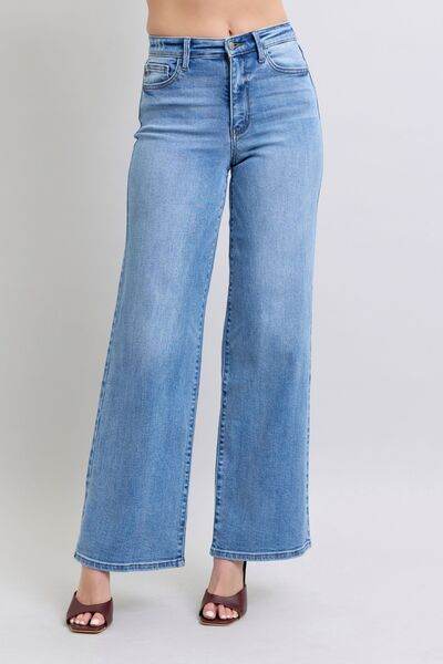 Judy Blue Full Size Wide Leg Jeans with Pockets - Hovatok