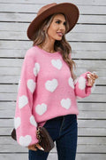 Angel Wings Heart Dropped Shoulder Long Sleeve Sweater - Hovatok