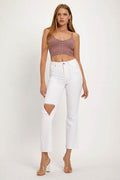 RISEN Full Size Distressed Cropped Straight Jeans - Hovatok