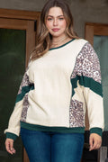Plus Size Leopard Waffle-Knit Long Sleeve T-Shirt - Hovatok