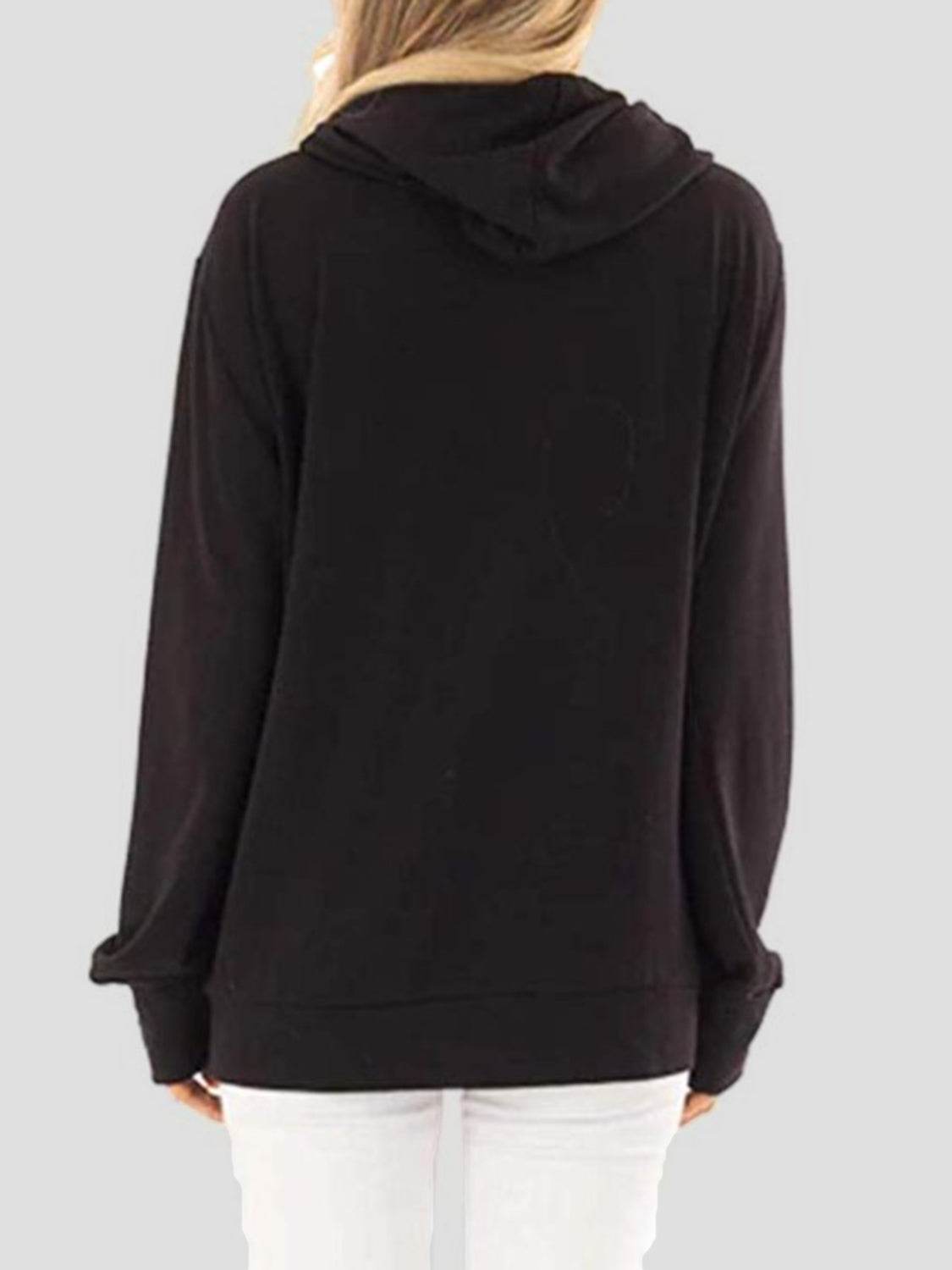 Drawstring Letter Graphic Long Sleeve Hoodie - Hovatok