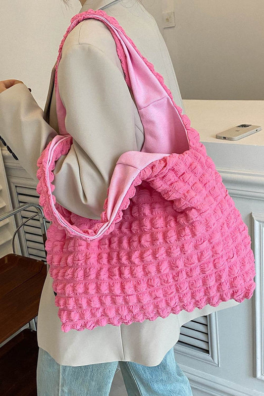 Ruched Polyester Large Handbag - Hovatok