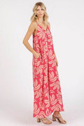 Mittoshop Printed V-Neck Maxi Cami Dress with Pockets - Hovatok