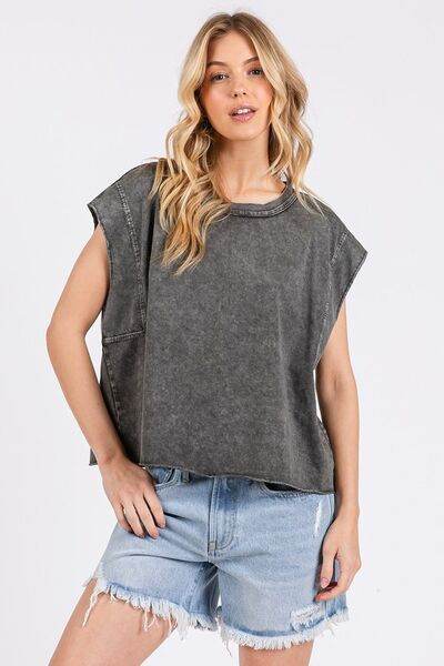 Mittoshop Round Neck Cap Sleeve T-Shirt - Hovatok