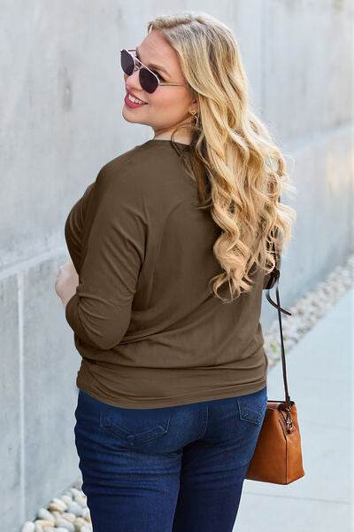 Basic Bae Full Size Round Neck Batwing Sleeve Top - Hovatok