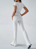 Devine Short Sleeve Top and Bootcut Legging Set - Hovatok
