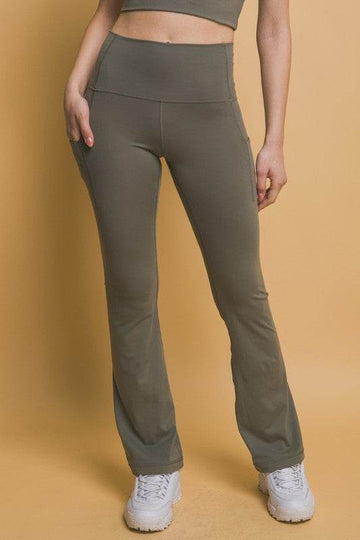 Love Tree High Waist Flare Active Leggings with Side Pockets - Hovatok
