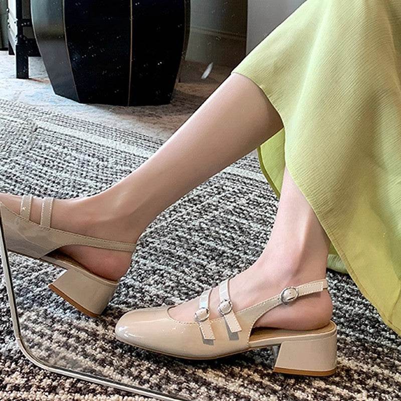 Square Toe Block Heel Mary Jane Shoes - Hovatok