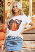Pumpkin Round Neck Short Sleeve T-Shirt - Hovatok