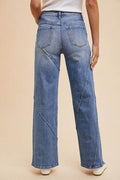 Annie Wear Decorative Seams Wide Leg Jeans - Hovatok