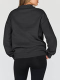 Mock Neck Drop Shoulder Long Sleeve Sweatshirt - Hovatok