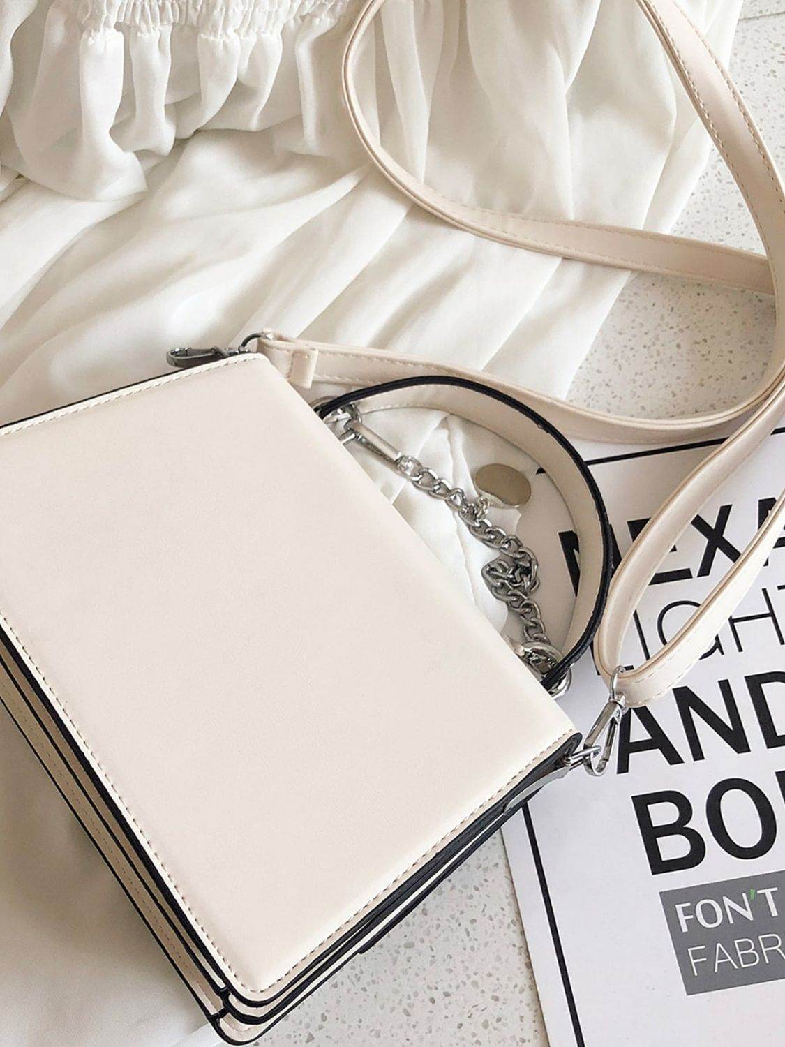 Chain PU Leather Detachable Shoulder Strap Handbag - Hovatok