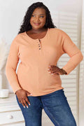 Basic Bae Half Button Long Sleeve Top - Hovatok