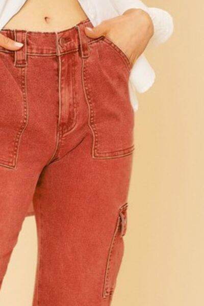 Annie Wear Straight Leg Jeans with Cargo Pockets - Hovatok
