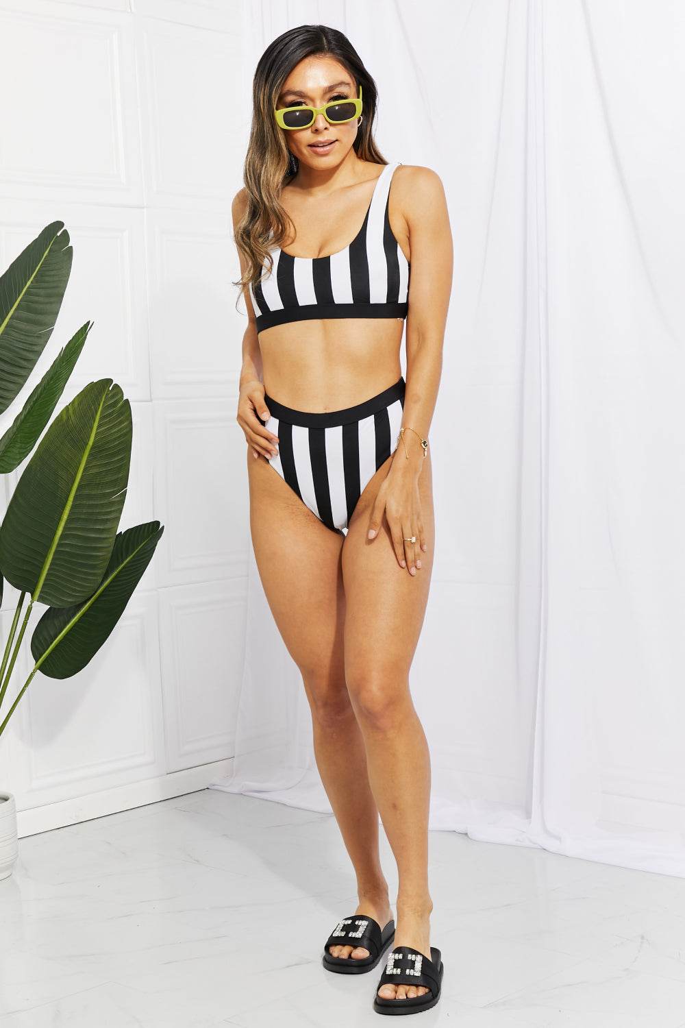 Striped Tank High Waist Bikini - Hovatok