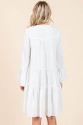 Mittoshop Tiered Notched Flare Sleeve Dress - Hovatok