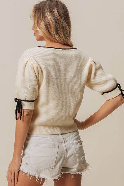 BiBi Contrast Binding Buttoned Cardigan - Hovatok