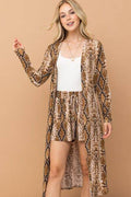 And The Why Snake Print Kimono Open Front Longline Cardigan - Hovatok