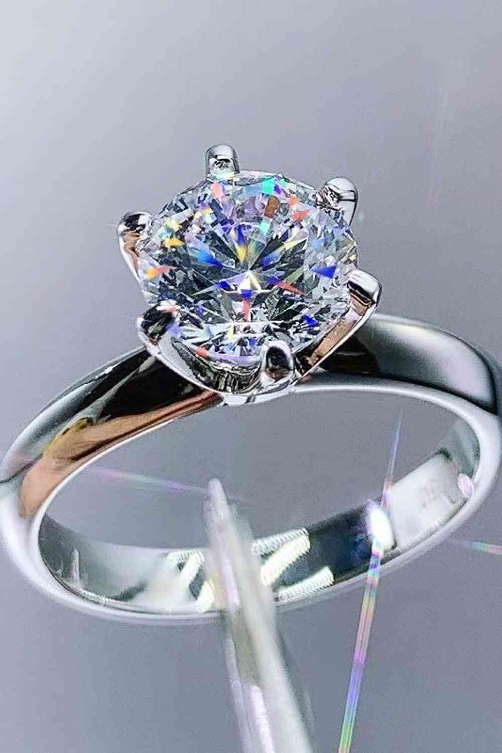 Adored 925 Sterling Silver 3 Carat Moissanite 6-Prong Ring - Hovatok