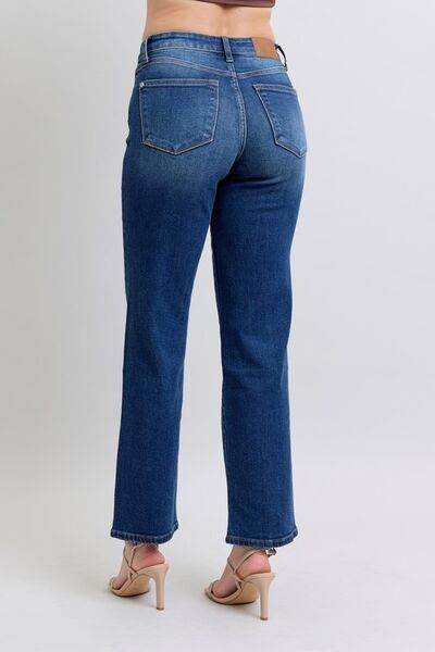 Judy Blue Full Size Side Seam Detail Straight Jeans with Pockets - Hovatok