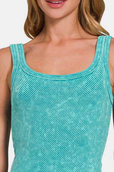Zenana Ribbed Scoop Neck Tank - Hovatok