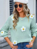 Angel Wings Flower Round Neck Long Sleeve Sweater - Hovatok