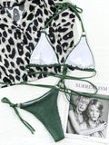 Textured Halter Neck Tie Side Bikini Set - Hovatok