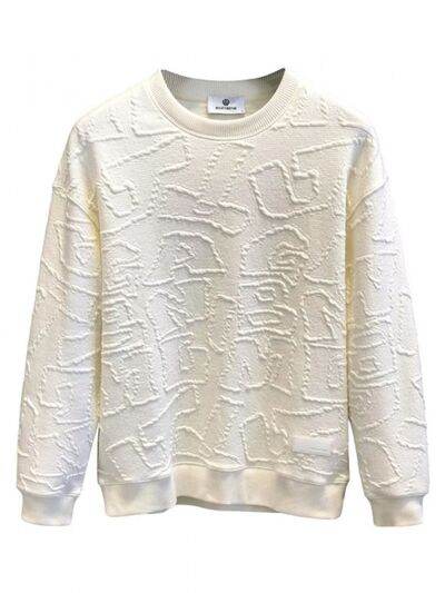 Men's Plus Size Textured Round Neck Long Sleeve Sweatshirt - Hovatok