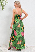 Printed Surplice Maxi Cami Dress - Hovatok