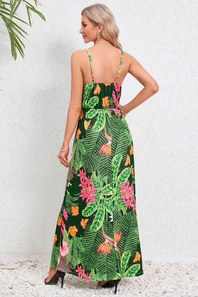 Printed Surplice Maxi Cami Dress - Hovatok