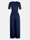 Scoop Neck Short Sleeve Jumpsuit - Hovatok