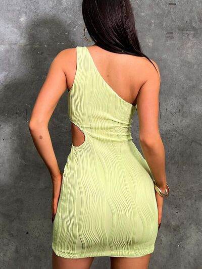 One Shoulder Cutout Mini Dress - Hovatok