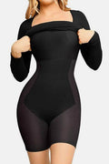 Basic Bae Full Size Built-In Shapewear Square Neck Long Sleeve Dress - Hovatok