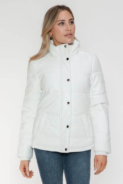 YMI Pocketed Zip Up Turtleneck Puffer Jacket - Hovatok