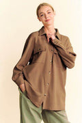 Davi & Dani Waffle-Knit Button Down Shirt - Hovatok