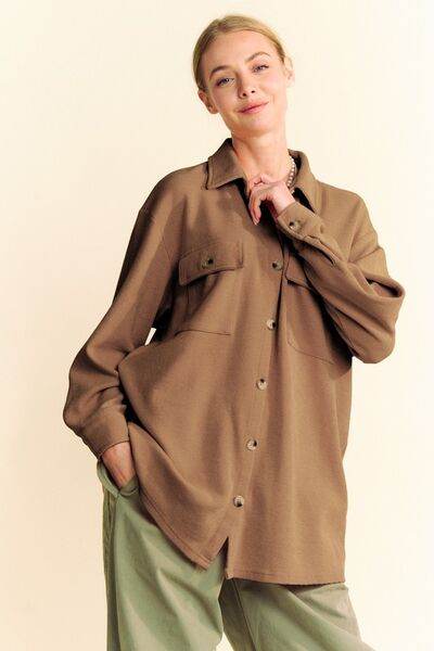 Davi & Dani Waffle-Knit Button Down Shirt - Hovatok