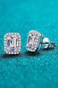 Adored 1 Carat Moissanite Rhodium-Plated Square Stud Earrings - Hovatok