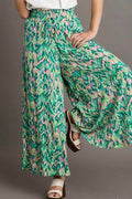 Umgee Full Size Mixed Print High Waist Wide Leg Pants Plus Size - Hovatok