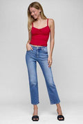 RISEN Full Size Tummy Control High Rise Crop Straight Jeans Plus Size - Hovatok
