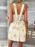 Devine Flower Wide Strap Overalls with Pockets - Hovatok