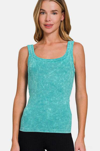 Zenana Ribbed Scoop Neck Tank - Hovatok