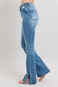 Judy Blue HW Tummy Control Vintage Wash Side Slit Slim Boot Jeans - Hovatok