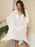 Cutout Ruffled Half Sleeve Cover-Up - Hovatok