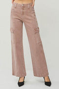 RISEN Full Size High Rise Wide Leg Cargo Jeans - Hovatok