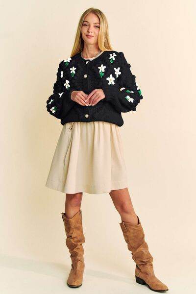 Davi & Dani Floral Pattern Button Down Cardigan - Hovatok