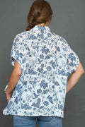 Umgee Full Size Two Tone Floral Print Top Plus Size - Hovatok