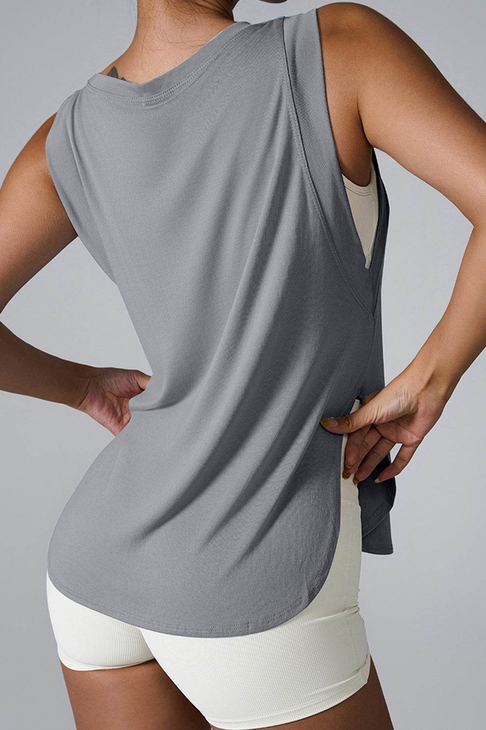 Slit Round Neck Active Tank - Hovatok